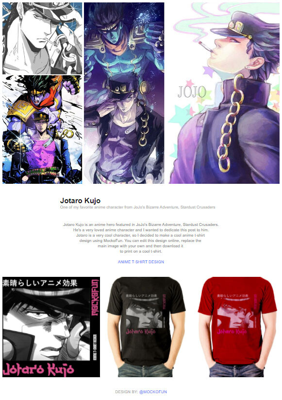 ArtStation - Anime T-Shirt With Jotaro Kujo